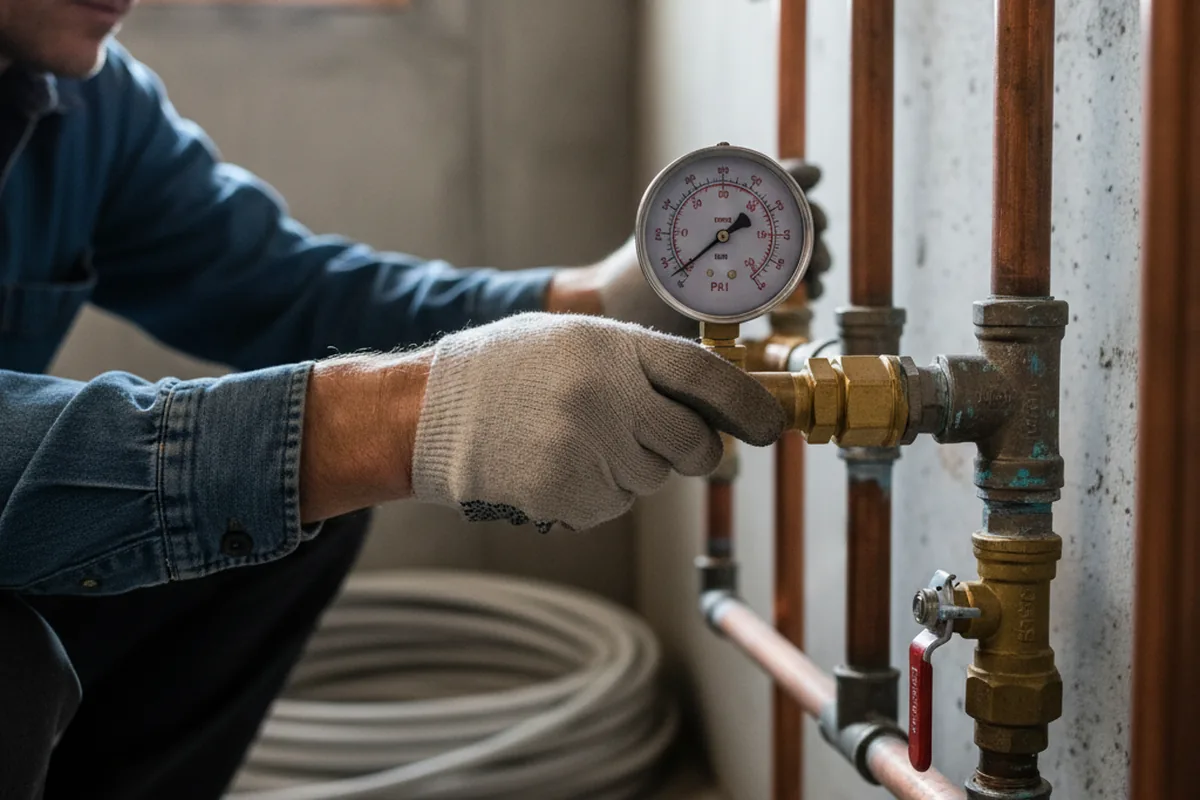 Pressure testing a repaired line during Water Line Repair in Wikieup